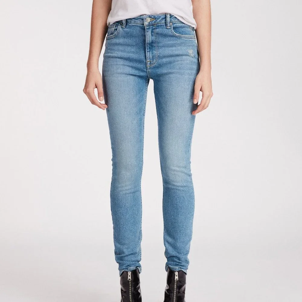 AllSaints Stilt Vintage Jeans | Blue Mid Indigo Skinny Straight Leg | Size 25 - Picture 1 of 9